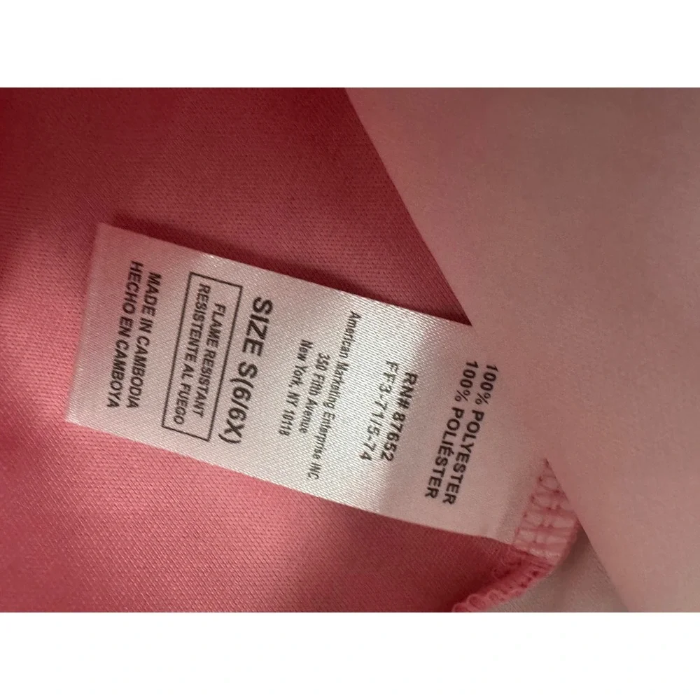 Strawberry Shortcake Girls Pink Striped Ruffle Nightgown Sleep Dress S 6/6X NEW